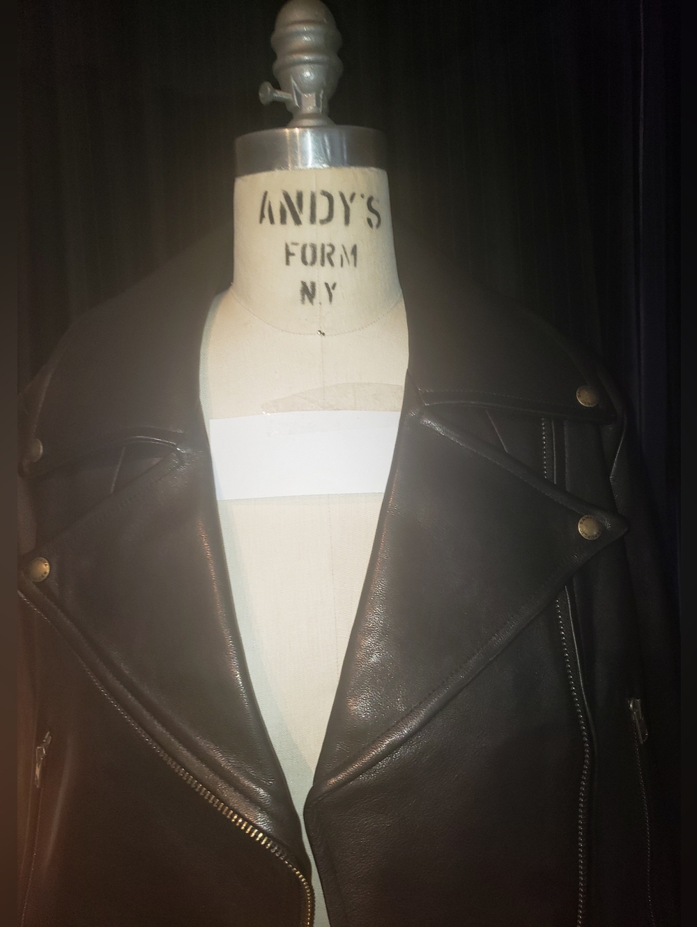 NWT B.R. Lambskin Leather Brass Hardware Biker Crop Jacket L - Picture 9 of 13